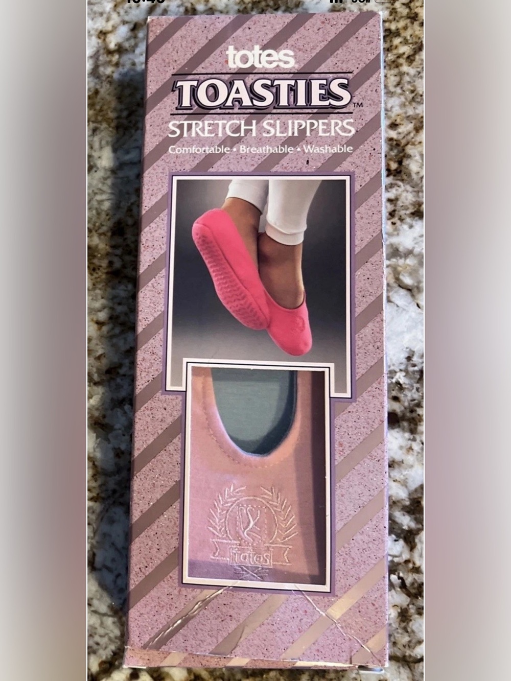 VINTAGE TOTES TOASTIES Stretch Slippers Size L (9-10.5 )- Light Pink Style 3117